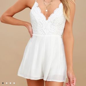 Star Spangled Ivory Backless Lace Romper